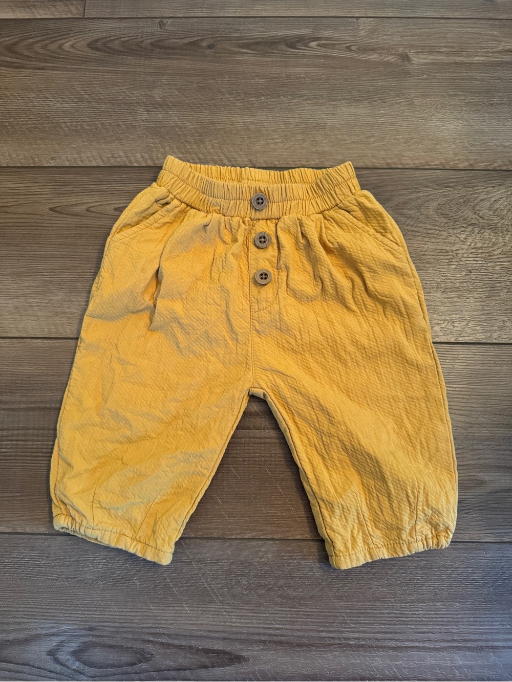 Zara Mustard Yellow Button-Front Cotton Pants